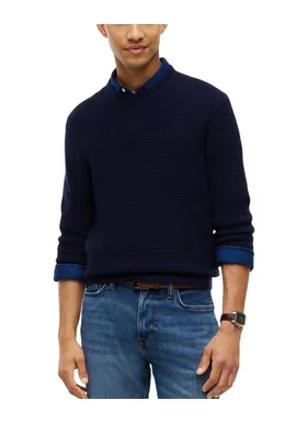 Men's Navy Blue Pima Ctn Cash Structure Crewneck Jumper Tommy Hilfiger MW0MW44759-DW5