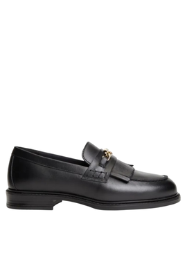 Women's Black TH Chain Fringe Leather Loafer Tommy Hilfiger FW0FW09668-BDS