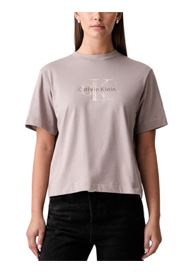 Women's Purple SS BOXY HAND DRAWN MONOLOGO TEE Calvin Klein LV047H802G-8WX
