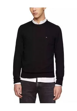 Men's Black Pima Org Ctn Cashmere Crew Neck Jumper Tommy Hilfiger MW0MW28046-BDS