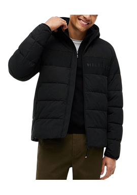 Men's Black Detachable Hooded Branded Puffer Jacket Tommy Hilfiger MW0MW45273-BDS