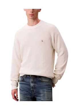 Men's White Ls Clsc Cttn Wfl Crwnk Swtr 9gg Calvin Klein LV04RH326G-YAS