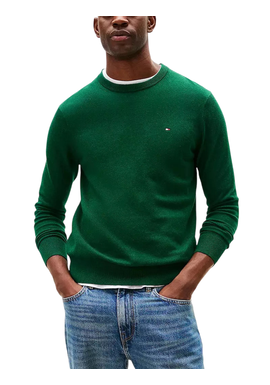 Men's Green PIMA ORG CTN CASHMERE CREW NECK JUMPER Tommy Hilfiger MW0MW28046-MQ8