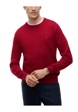 Men's Red PIMA ORG CTN CASHMERE CREW NECK JUMPER Tommy Hilfiger MW0MW28046-XIT
