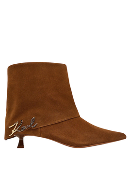 Γυναικεία Δερμάτινα Pasha Μποτάκια Καφέ Karl Lagerfeld KL30142-533-Mid Brown Suede