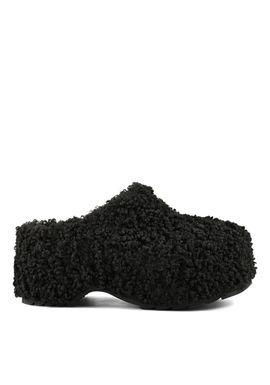 Women's Black Teddy Fur Clog Colors Of California HC SIERRA02-BLACK