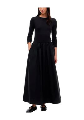 Women's Black TJW RIB POPLIN MIDI LS DRESS EXT Tommy Jeans DW0DW23326-BDS