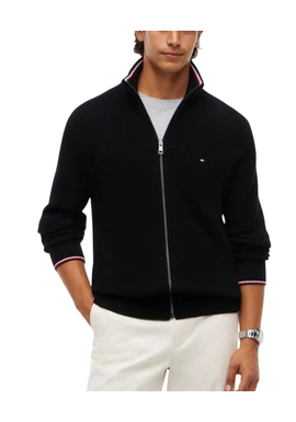 Men's Black RWB RIB ZIP THROUGH CARDIGAN Tommy Hilfiger MW0MW41517-BDS