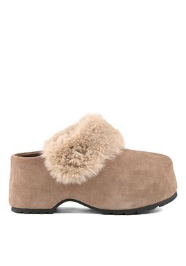 Women's Brown Suede Fur Edge Clog Colors Of California HC SIERRA04-TAN