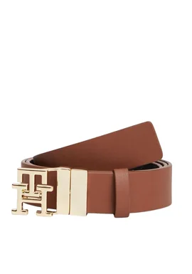 Women's Black/Brown TH LOGO 3.0 MONO REV BELT Tommy Hilfiger AW0AW19140-0GJ