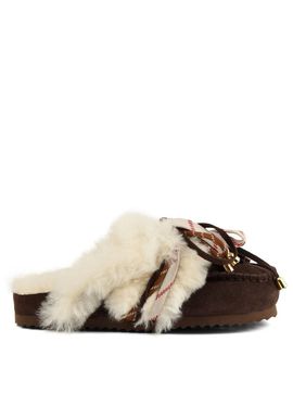 Women's Brown Furry Sabot Real Sheepskin Colors Of California HC SHSLOFI04-CHOCOLATE