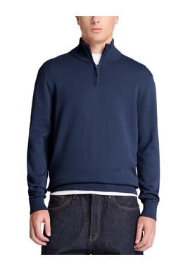 Men's Navy Blue Cotton 1/4 Zip Sweater Timberland TBC0YHAY-433