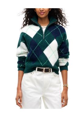 Women's Green Tjw Fluffy Quarter Zip Sweater Tommy Jeans DW0DW23351-MCD