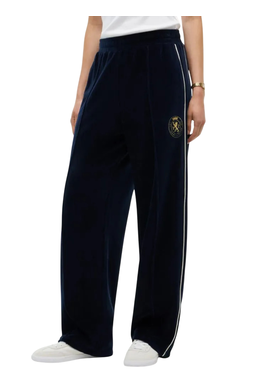 Women's Navy Blue Gold Crest Velour Straight Pant Tommy Hilfiger WW0WW51727-DW6