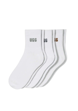 Women's White Quinlin Logo Quarter 3 Pack Socks UGG 1181412-SMYB