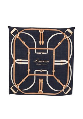 Women's Navy Blue SILK BLEND-BLT LRG SQ-SCF Ralph Lauren 454P23561002-NAVY