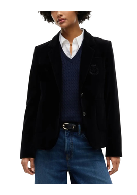 Women's Black Classic Velvet Crest Blazer Tommy Hilfiger WW0WW52321-BDS