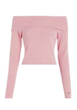 Women's Ballet Pink Tjw Off Shoulder Rib Sweater Ext Tommy Jeans DW0DW17501-THA