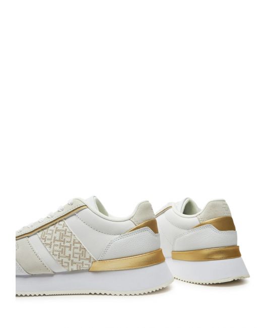 Γυναικεία Δερμάτινα TH Monogram Sneakers Λευκά Tommy Hilfiger FW0FW08387-0K4