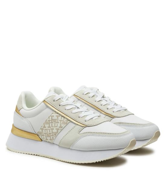 Γυναικεία Δερμάτινα TH Monogram Sneakers Λευκά Tommy Hilfiger FW0FW08387-0K4