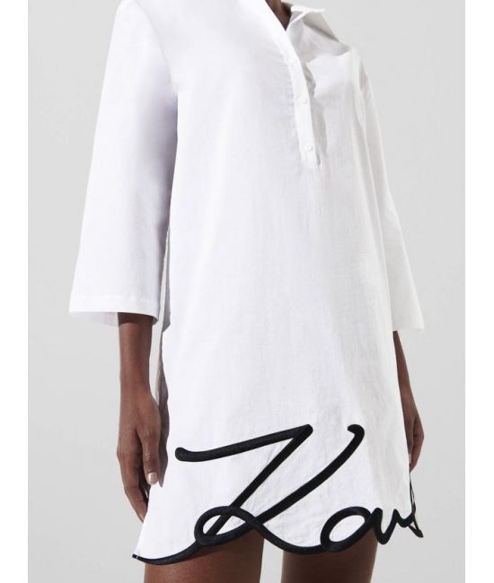 Women's White Karl DNA Signature Beach Dress Karl Lagerfeld 240W2205-100 WHITE
