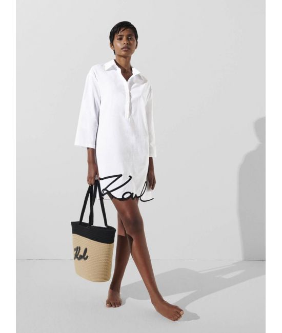Women's White Karl DNA Signature Beach Dress Karl Lagerfeld 240W2205-100 WHITE