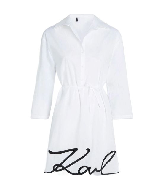 Women's White Karl DNA Signature Beach Dress Karl Lagerfeld 240W2205-100 WHITE