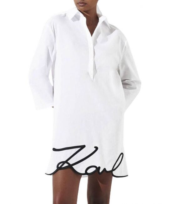 Women's White Karl DNA Signature Beach Dress Karl Lagerfeld 240W2205-100 WHITE