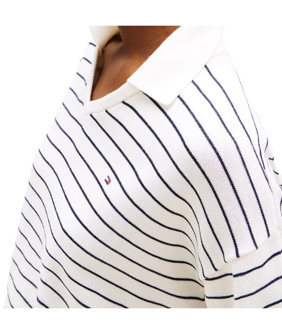 Women's Ivory Co Jersey Stictch Polo Ls Swt Tommy Hilfiger WW0WW45695-0FH