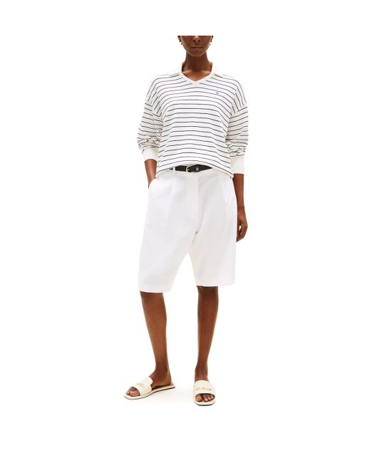 Women's Ivory Co Jersey Stictch Polo Ls Swt Tommy Hilfiger WW0WW45695-0FH