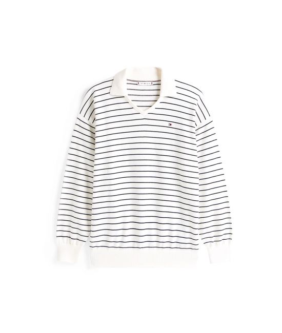 Women's Ivory Co Jersey Stictch Polo Ls Swt Tommy Hilfiger WW0WW45695-0FH
