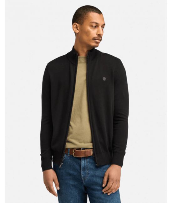Men's Black LS Williams River Cotton YD Full-Zip Sweater Timberland TB0A2BMZ-X65