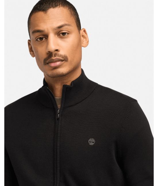 Men's Black LS Williams River Cotton YD Full-Zip Sweater Timberland TB0A2BMZ-X65