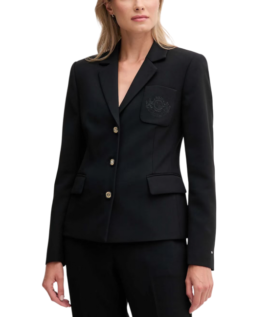 Women's Black Punto Tonal Crest Slim Blazer Tommy Hilfiger WW0WW46660-BDS
