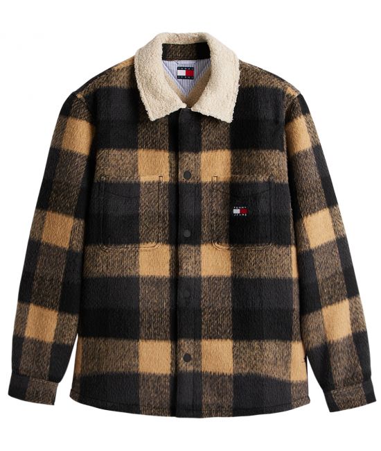 Men's Black Tjm Check Teddy Cllr Overshirt Tommy Jeans DM0DM22010-BDS
