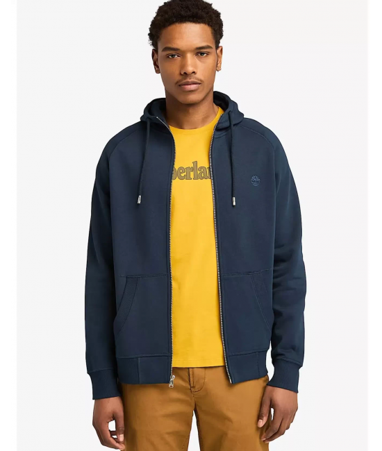 Men's Navy Blue Exeter River Brushback Full-Zip Hoodie Timberland TB0A2BNB-Z02