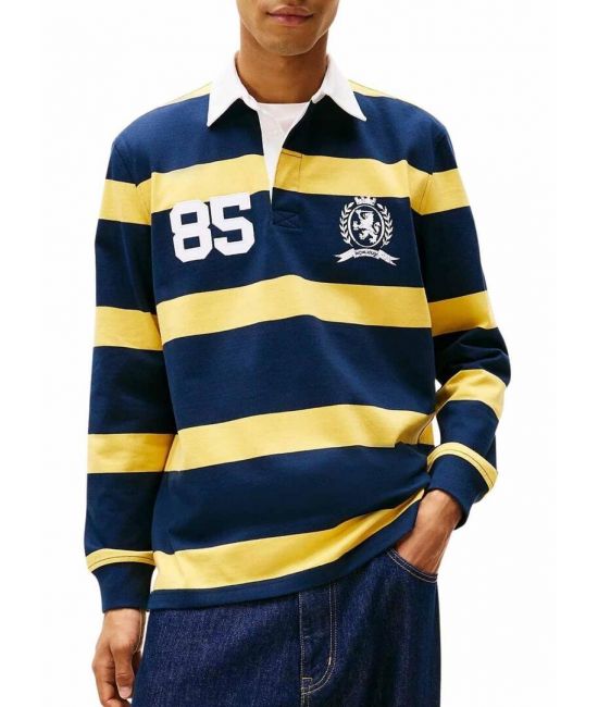 Ανδρικό Rugby Polo Ριγέ Κίτρινο Tommy Jeans DM0DM22074-ZFQ