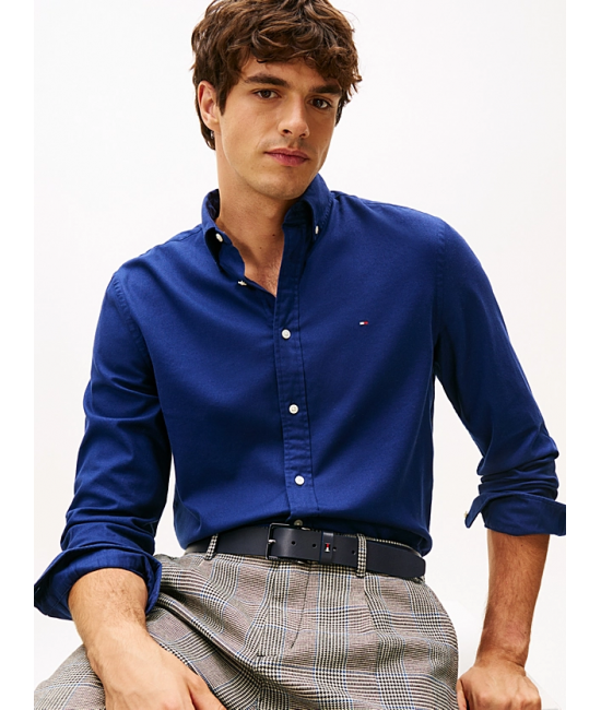Men's Blue Flex Flannel Solid Rf Shirt Tommy Hilfiger MW0MW40469-C7G