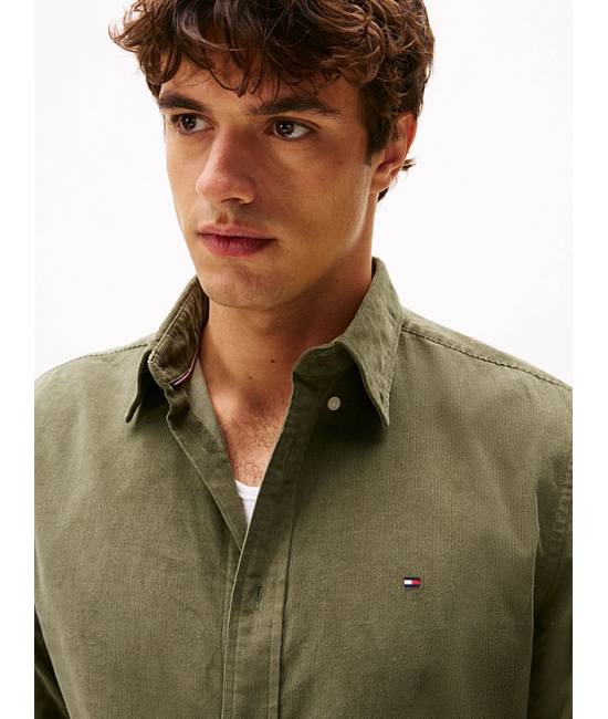 Men's Battle Green Solid Corduroy Rf Shirt Tommy Hilfiger MW0MW40486-PLI