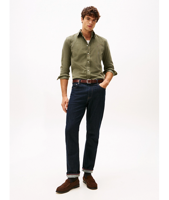 Men's Battle Green Solid Corduroy Rf Shirt Tommy Hilfiger MW0MW40486-PLI