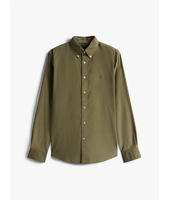 Men's Battle Green Solid Corduroy Rf Shirt Tommy Hilfiger MW0MW40486-PLI