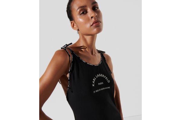 Women's Black Logo Short Beach Dress Karl Lagerfeld 241W2224-999 BLACK