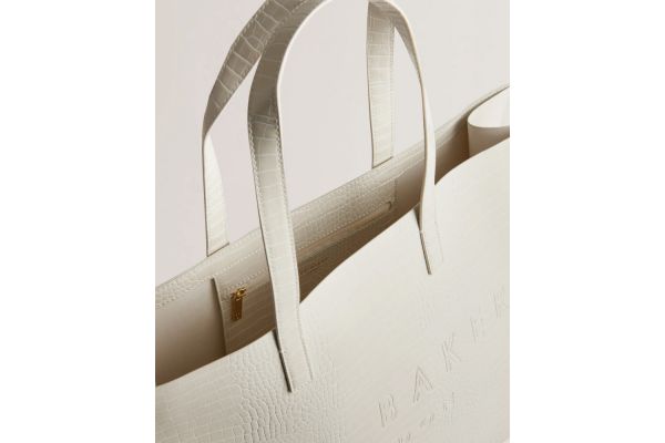 Women's White Allicon Croc Effect Extra Large Bag Ted Baker 253520-NUDE