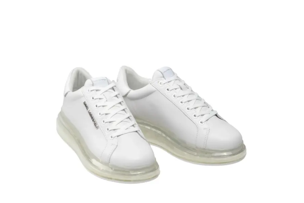 Men's White Leather Lo Lace Shine Sneakers Karl Lagerfeld KL52625A-11W WHITE