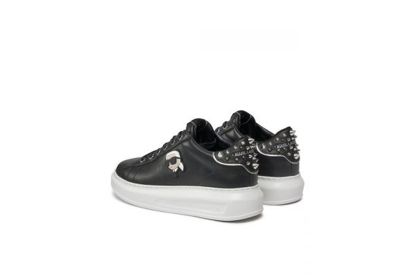 Women's Black Leather NFT Stud Tab Sneakers Karl Lagerfeld KL62529N-000 BLACK