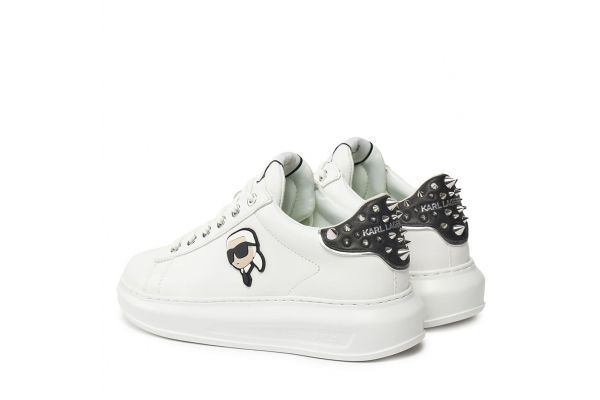 Women's White Leather NFT Stud Tab Sneakers Karl Lagerfeld KL62529N-011 WHITE