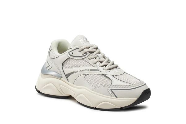 Women's White Leather Lo Lace Runner Sneakers Karl Lagerfeld KL65624-411 WHITE