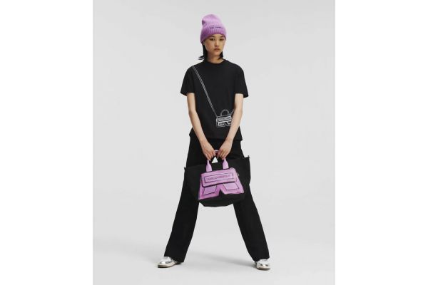 Women's Black Karl K Cross Bag T-shirt Karl Lagerfeld 236W1731-999 BLACK