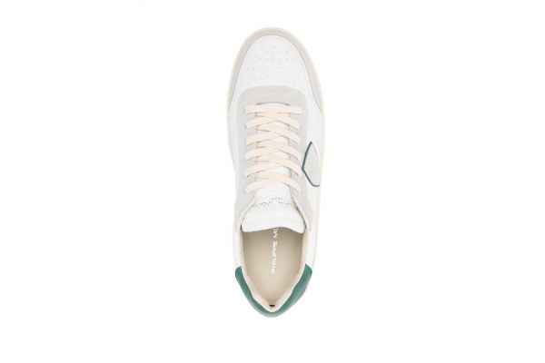 Men's White Leather Nice Sneakers Philippe Model VNLUWX07-BLANC VERT