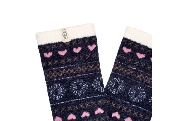 Women's Navy Blue Leslie Graphic Crew Sock UGG 1105868-MFR
